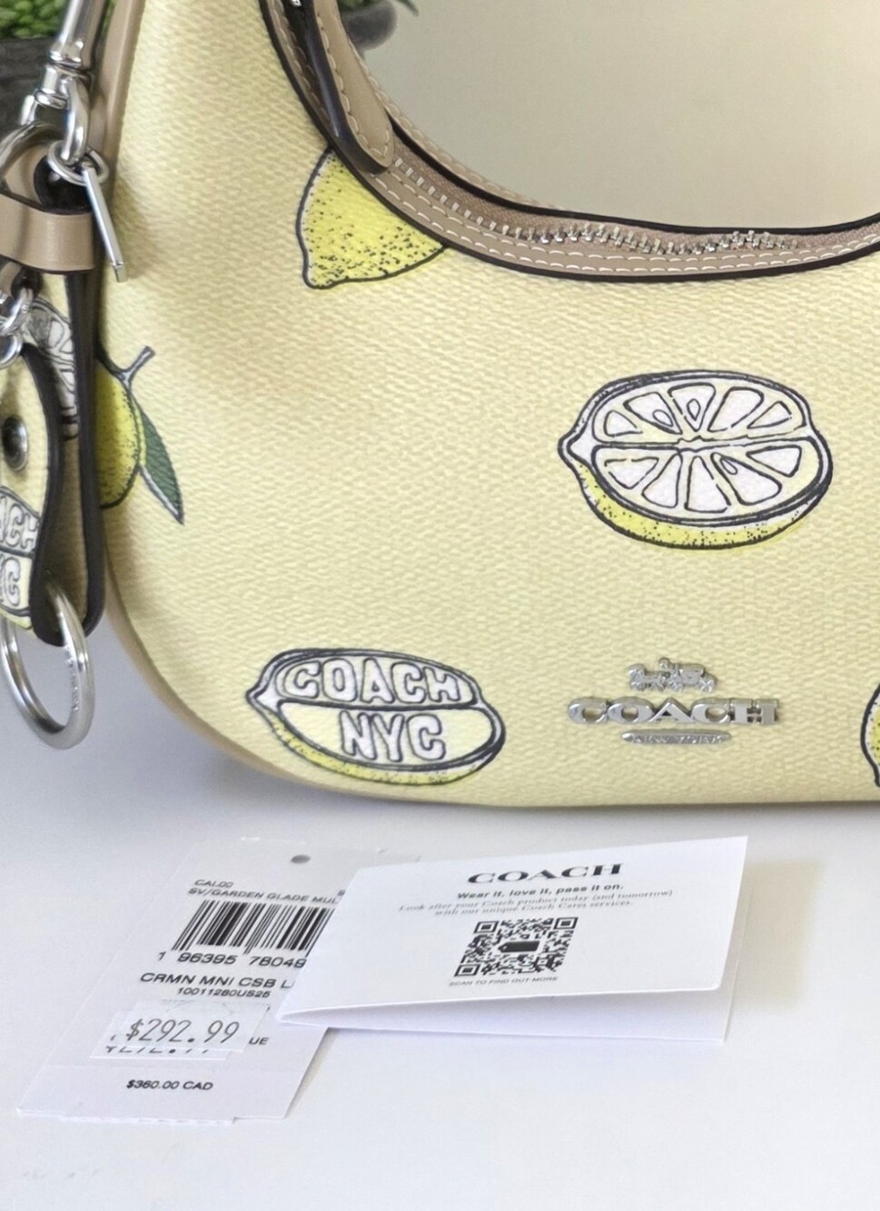 Coach Mini Carmen Lemon Print Coated Canvas Crossbody + Matching Trigger Charm - Picture 16 of 16